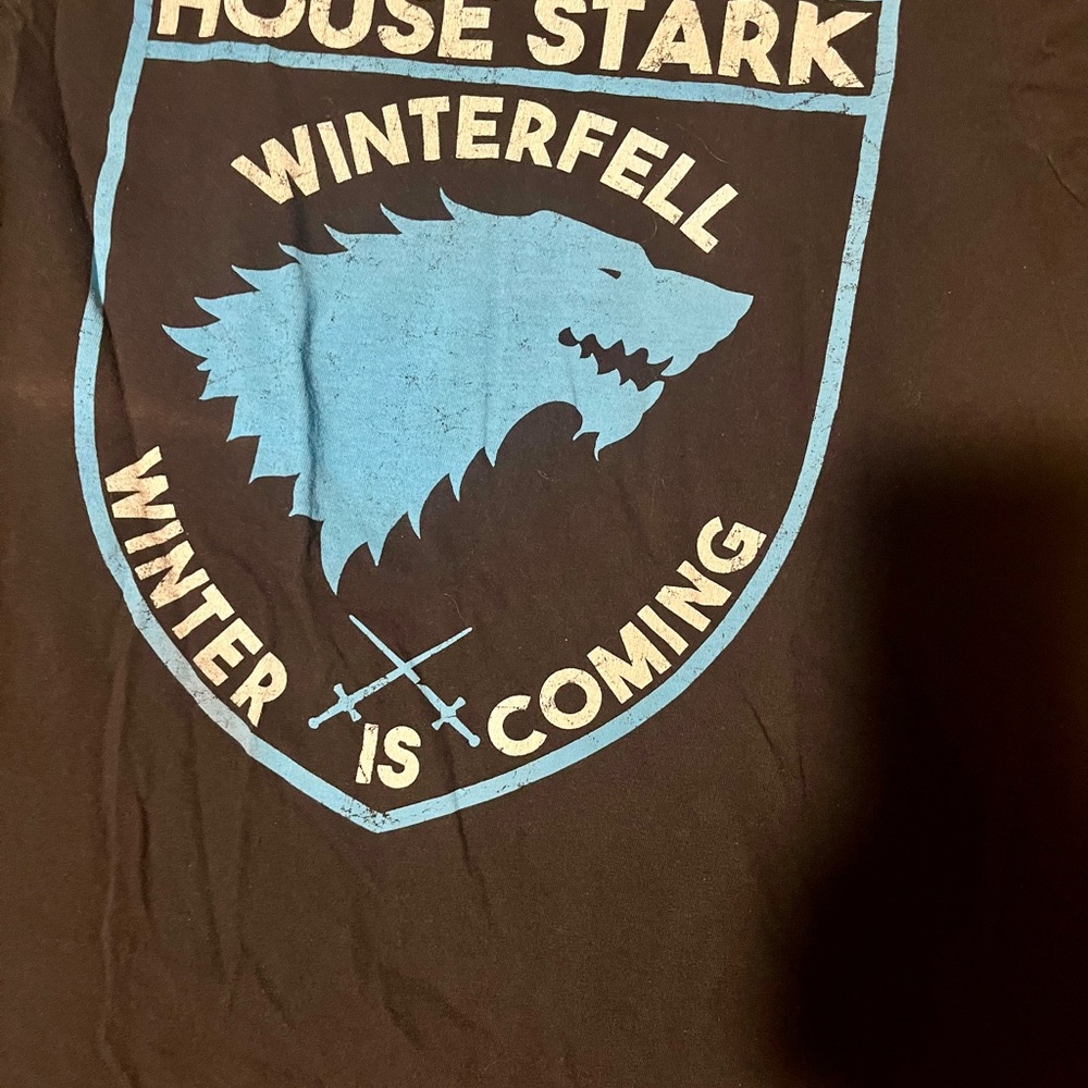 House Stark Winter Is Coming Winterfell Game of Thrones T-Shirt Medium Black - Picture 3 of 4
